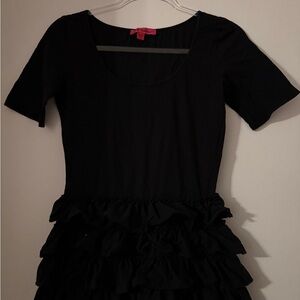 Vintage Betsey Johnson Black Ruffle Tiered Top - Size Medium